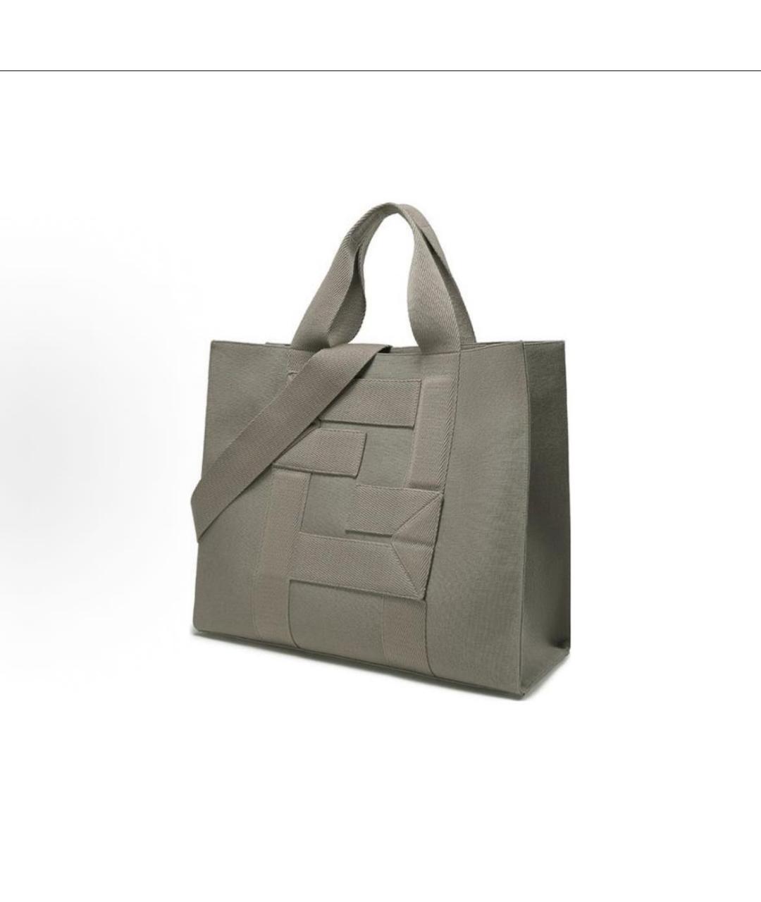 FENDI Хаки тканевая сумка тоут, фото 2