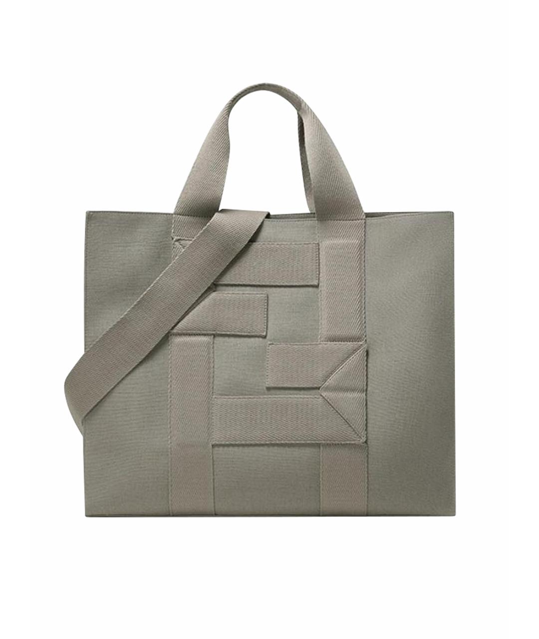 FENDI Хаки тканевая сумка тоут, фото 1
