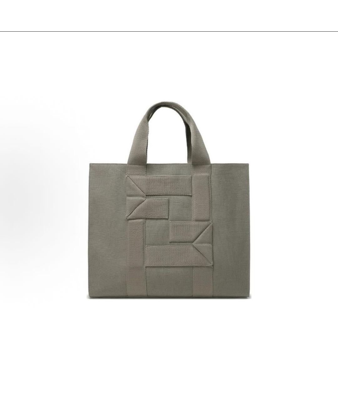 FENDI Хаки тканевая сумка тоут, фото 3