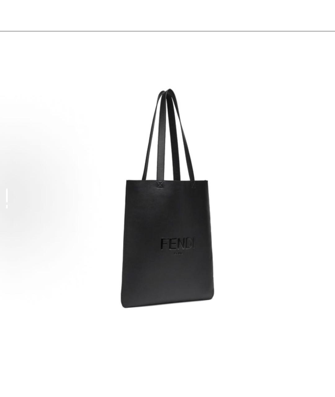 FENDI Черная кожаная сумка тоут, фото 2