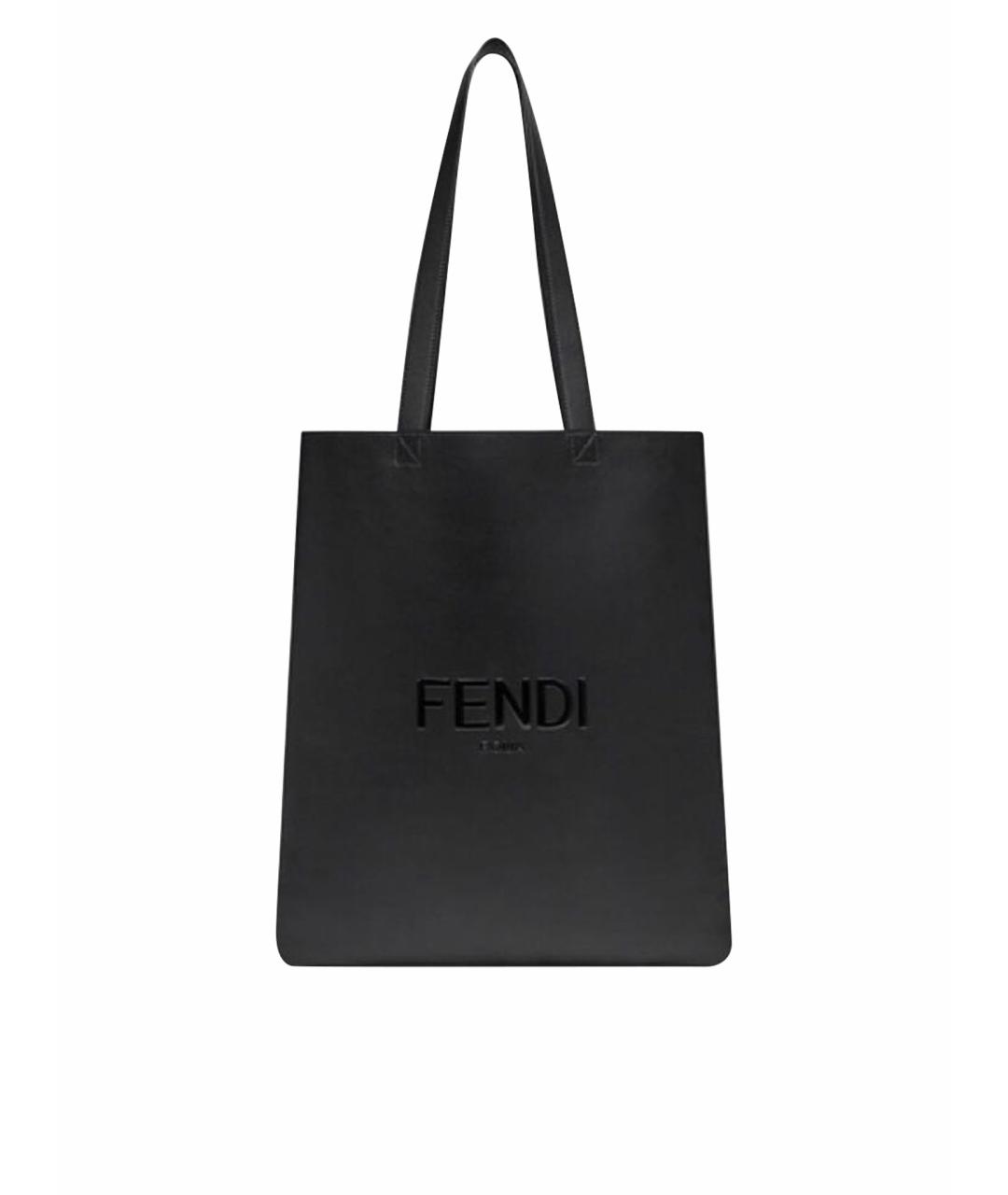 FENDI Черная кожаная сумка тоут, фото 1
