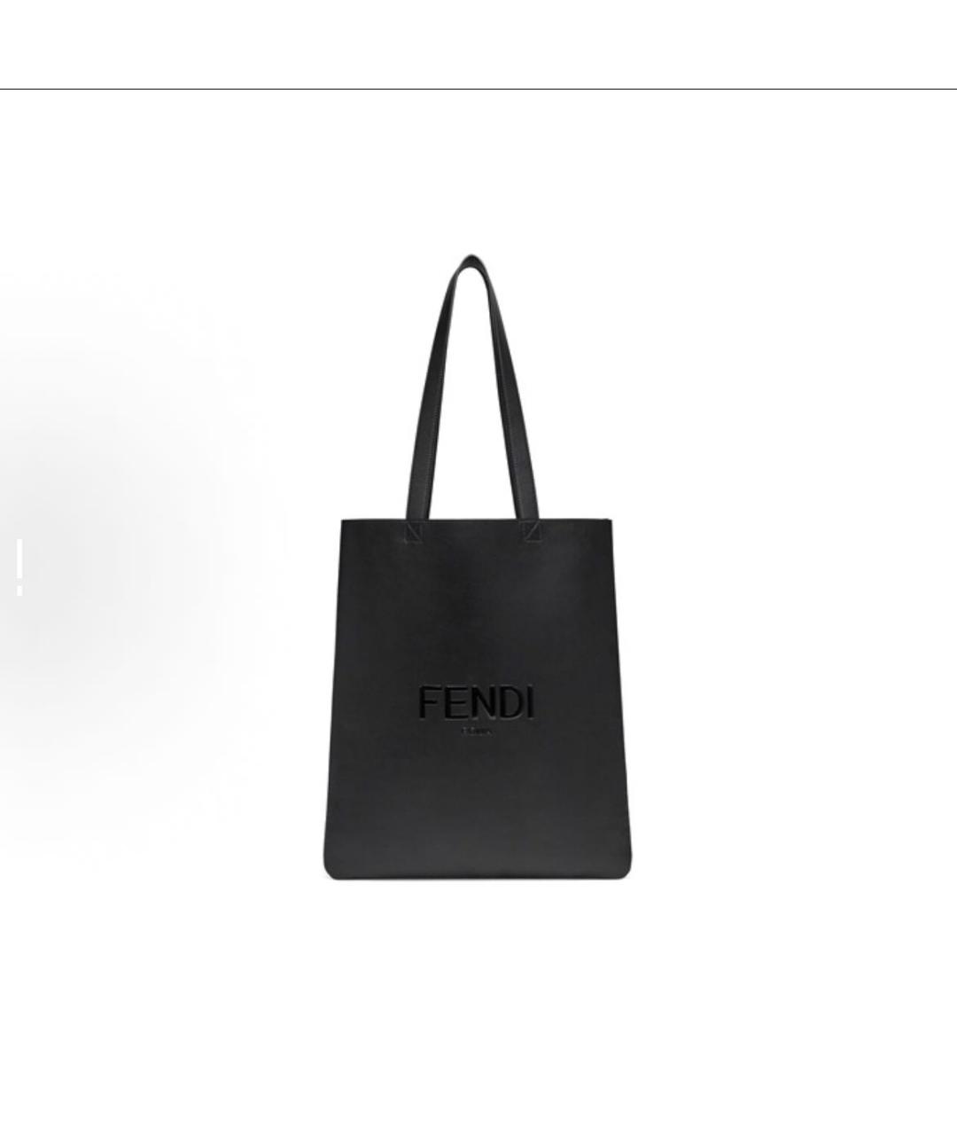 FENDI Черная кожаная сумка тоут, фото 5