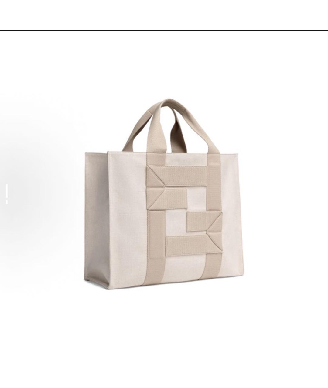 FENDI Бежевая тканевая сумка тоут, фото 2