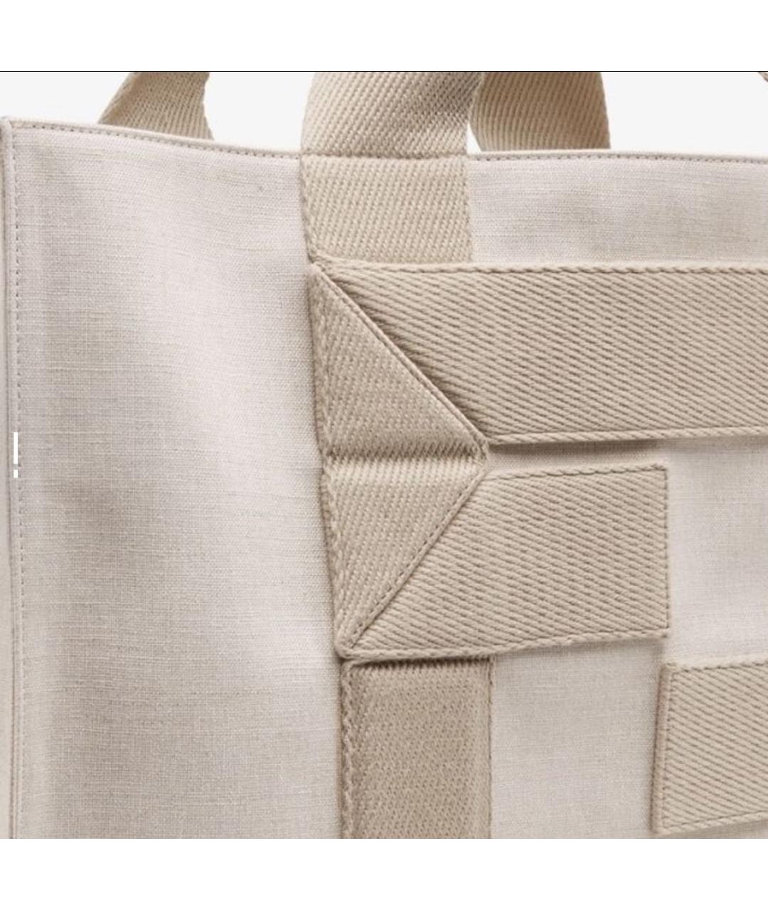 FENDI Бежевая тканевая сумка тоут, фото 3