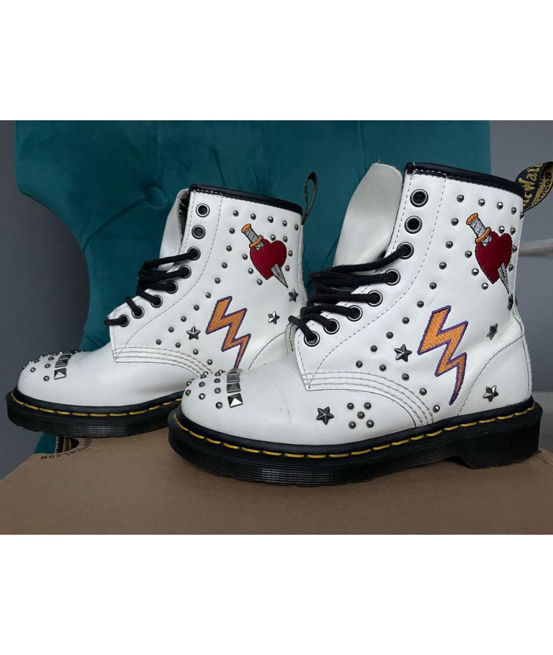 DR. MARTENS Белые кожаные ботинки, фото 5