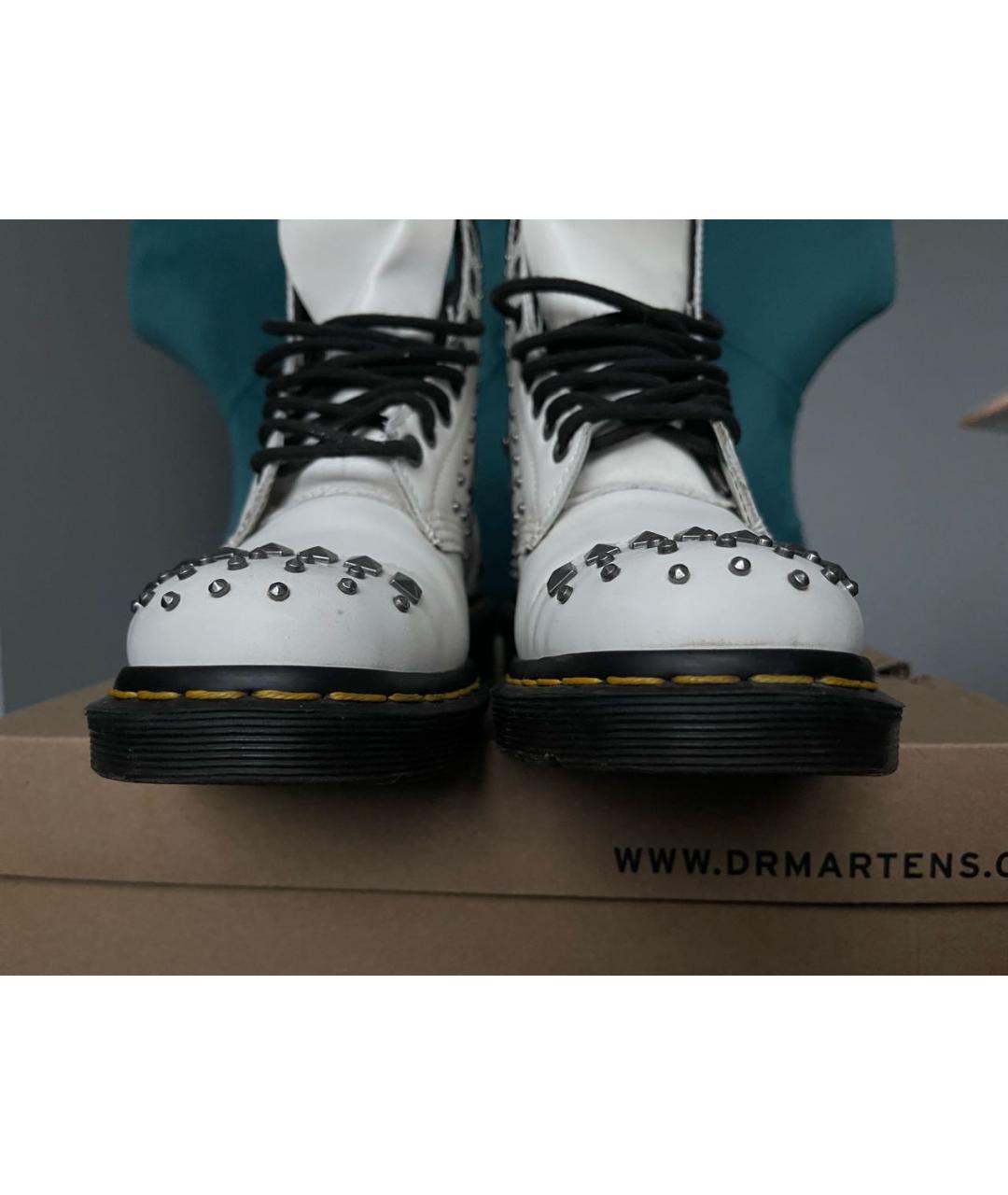 DR. MARTENS Белые кожаные ботинки, фото 2