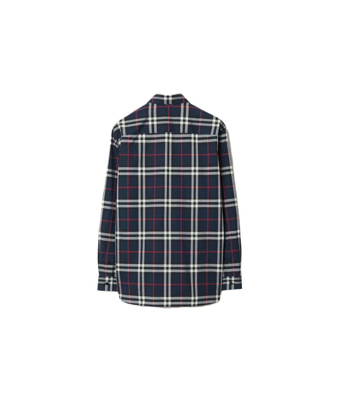 BURBERRY Темно-синяя хлопковая кэжуал рубашка, фото 2