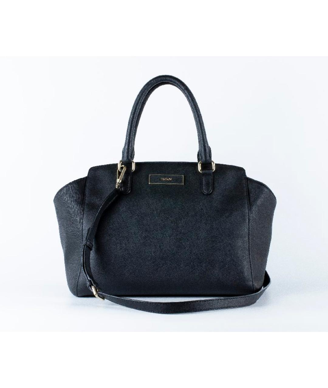 DKNY Черная кожаная сумка тоут, фото 10