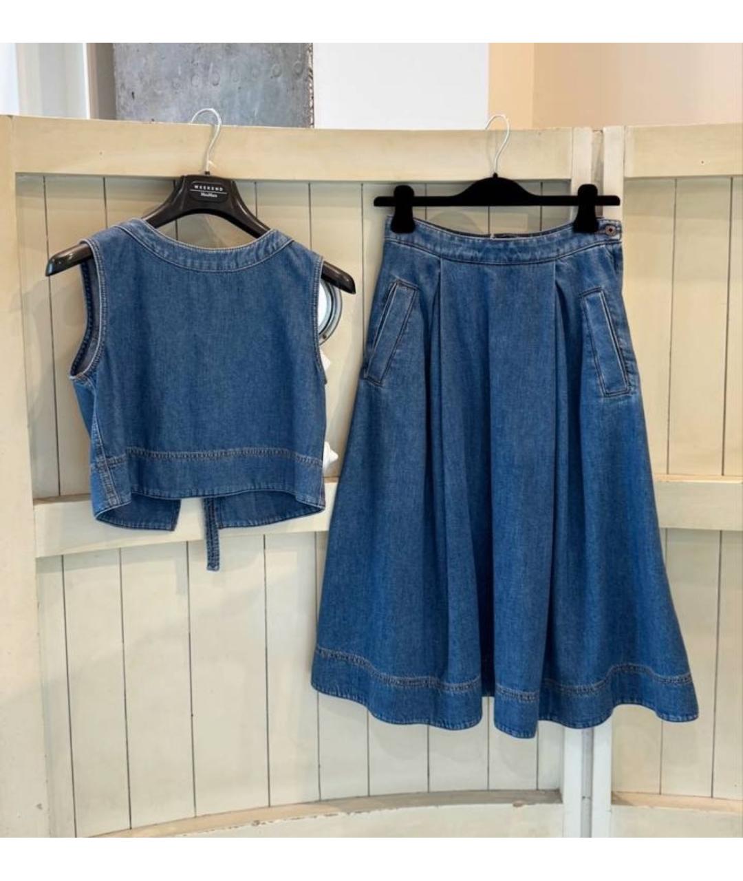 WEEKEND MAX MARA Синяя хлопковая футболка, фото 5