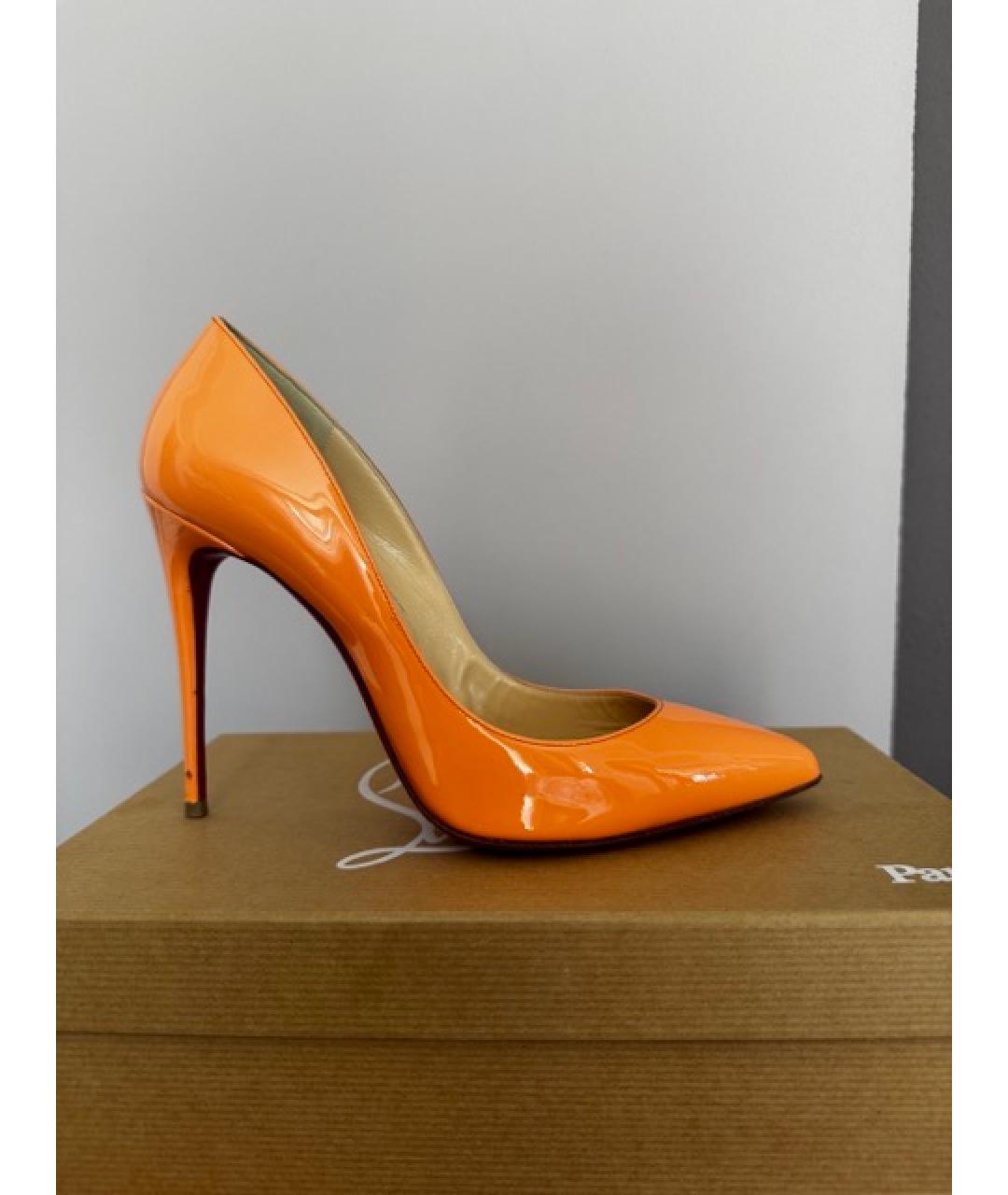 CHRISTIAN LOUBOUTIN Оранжевое кожаные туфли, фото 8