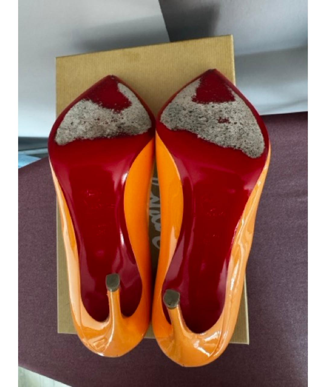 CHRISTIAN LOUBOUTIN Оранжевое кожаные туфли, фото 5