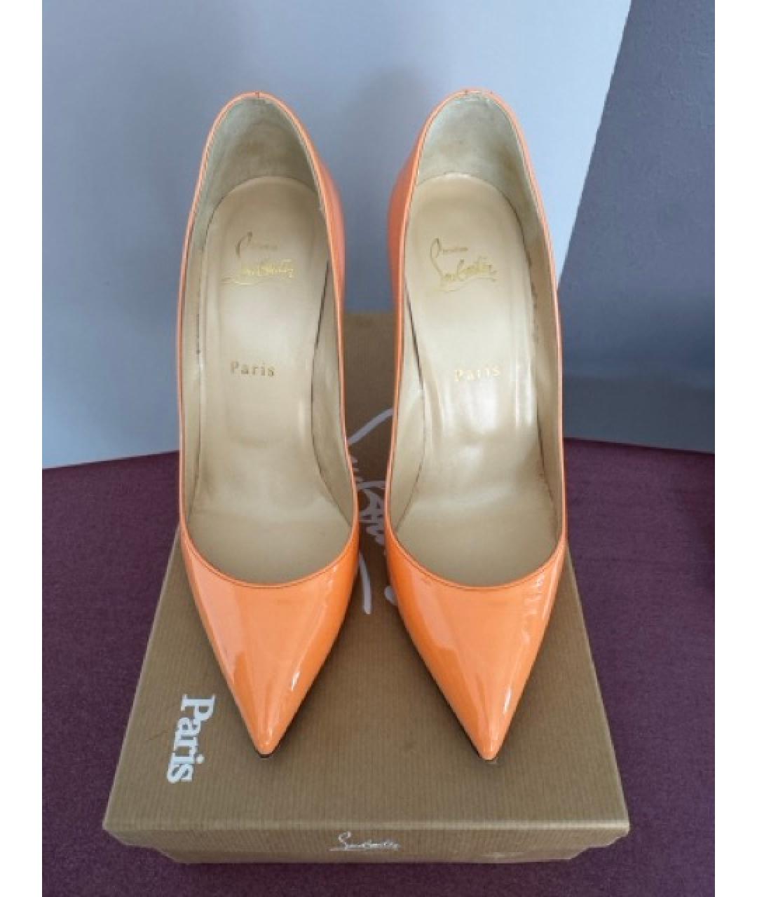 CHRISTIAN LOUBOUTIN Оранжевое кожаные туфли, фото 2