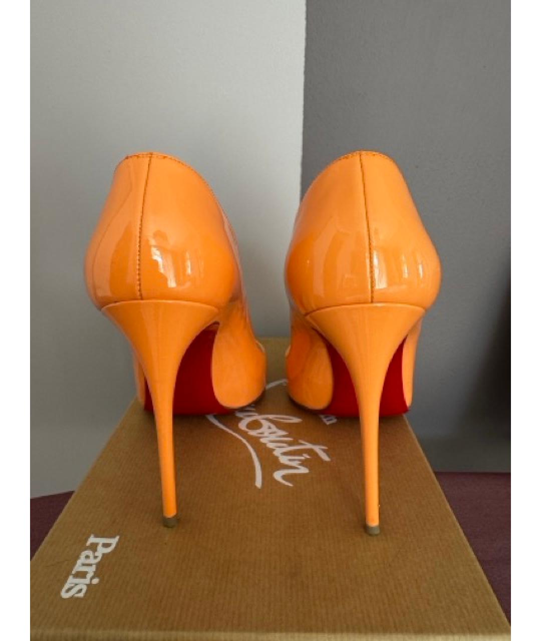 CHRISTIAN LOUBOUTIN Оранжевое кожаные туфли, фото 4