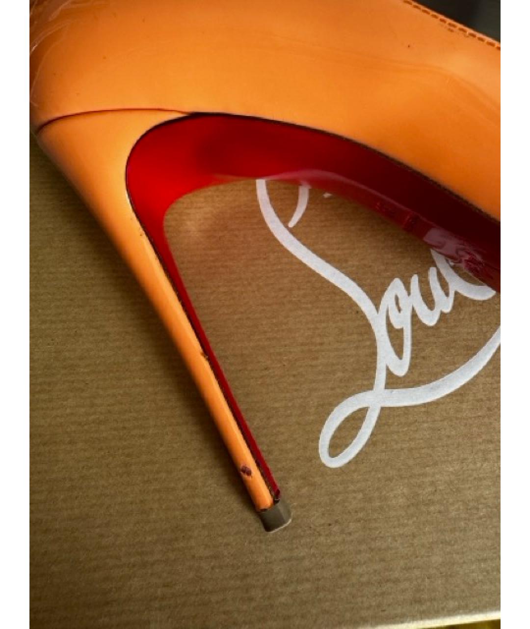CHRISTIAN LOUBOUTIN Оранжевое кожаные туфли, фото 7