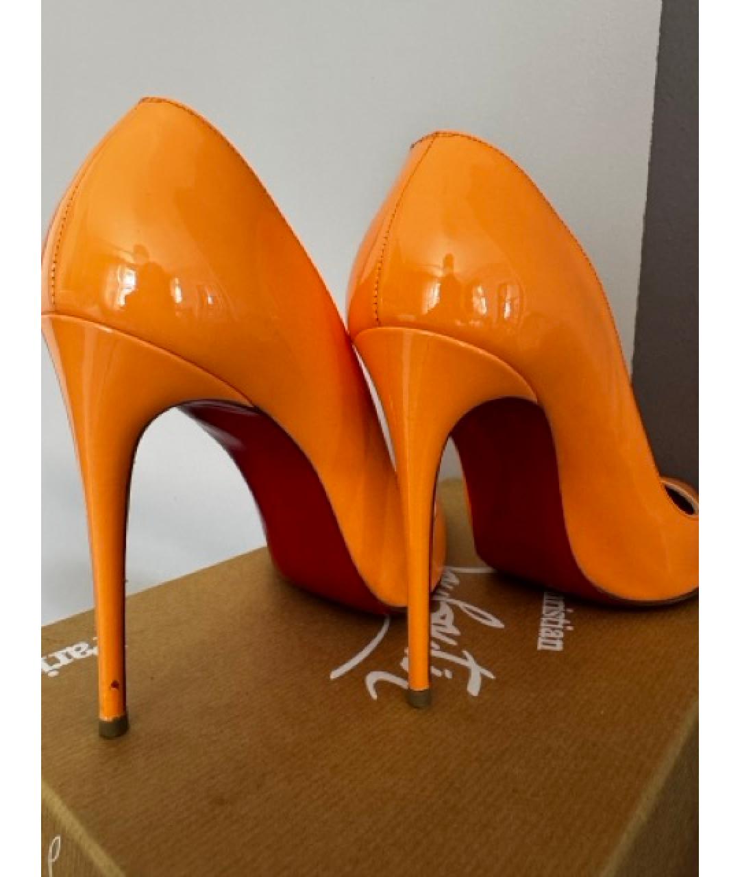 CHRISTIAN LOUBOUTIN Оранжевое кожаные туфли, фото 6