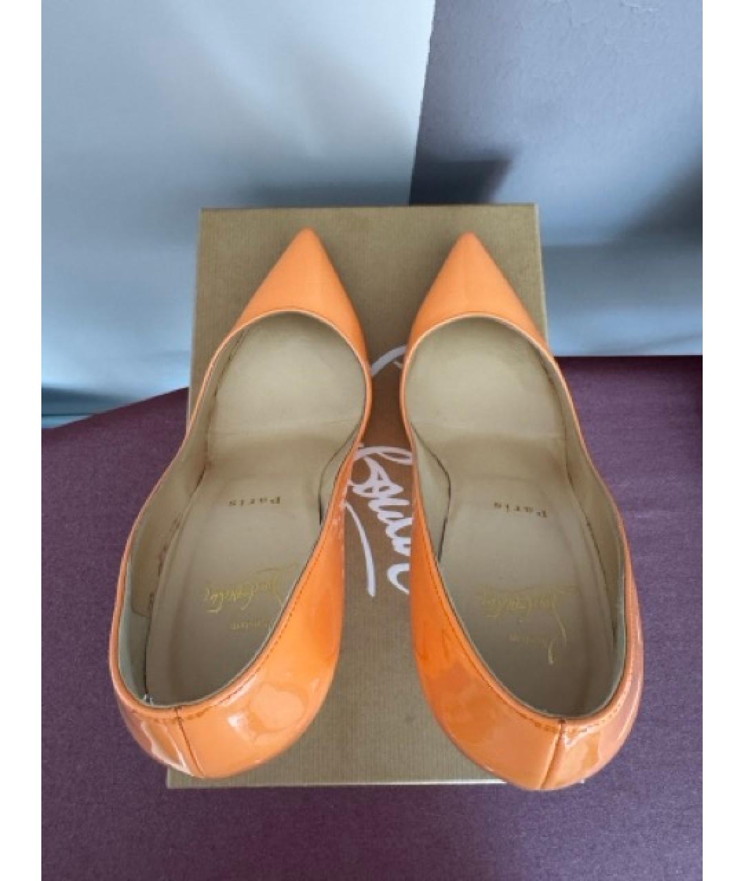 CHRISTIAN LOUBOUTIN Оранжевое кожаные туфли, фото 3