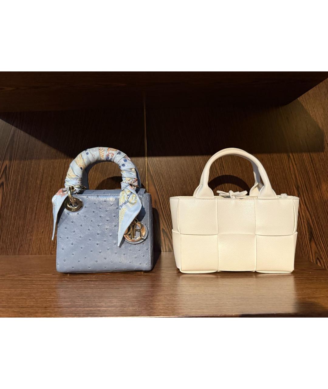 BOTTEGA VENETA Белая кожаная сумка тоут, фото 7