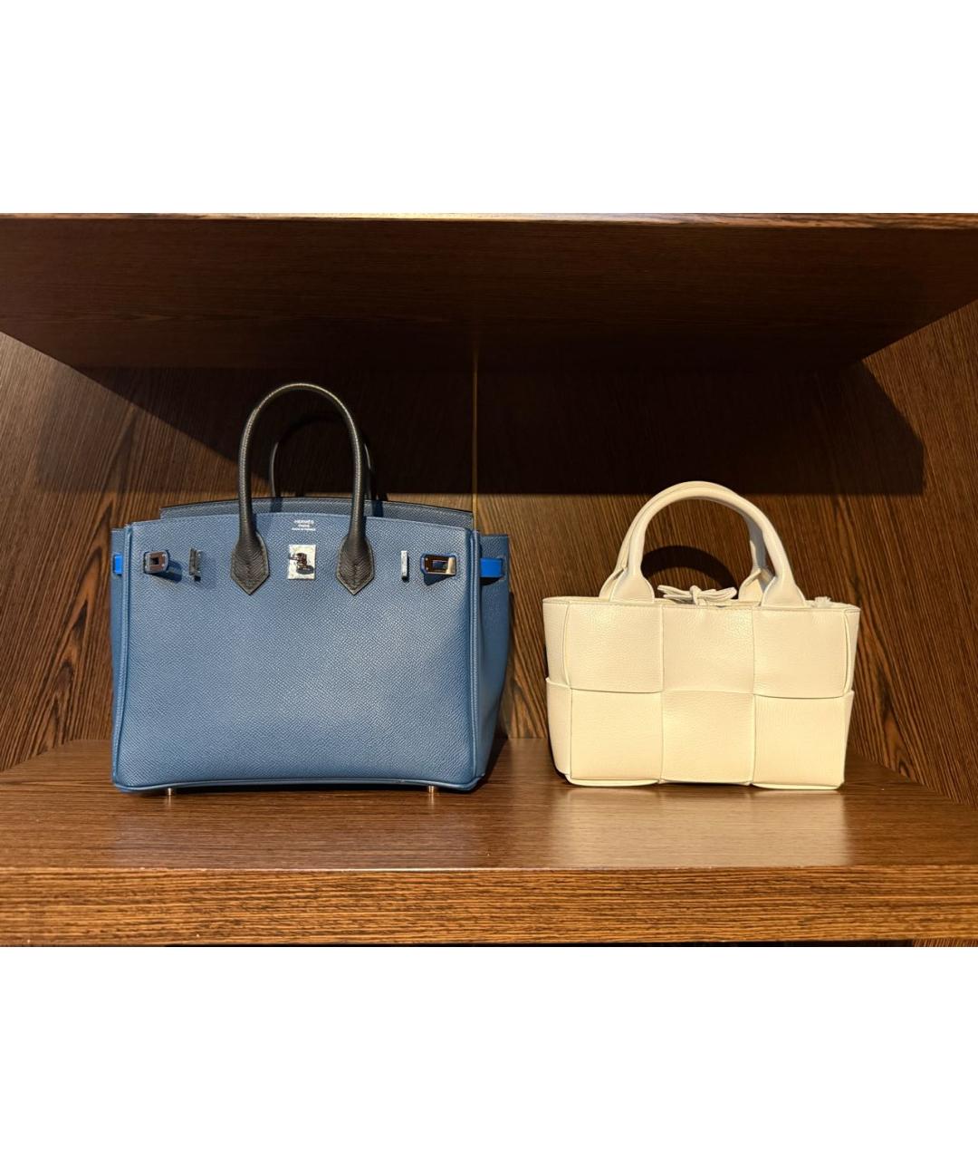 BOTTEGA VENETA Белая кожаная сумка тоут, фото 6