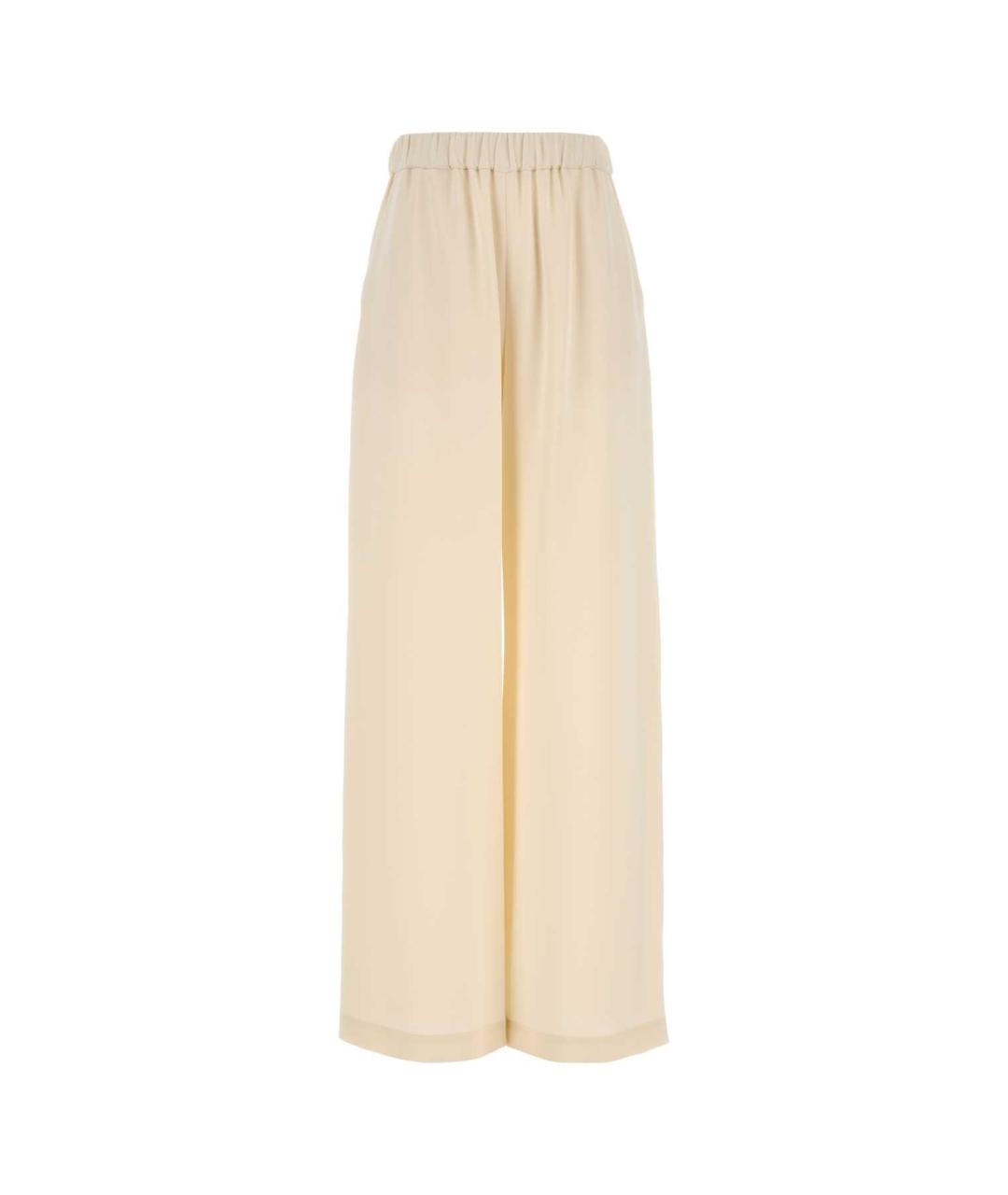 MAX MARA Бежевые шелковые прямые брюки, фото 1