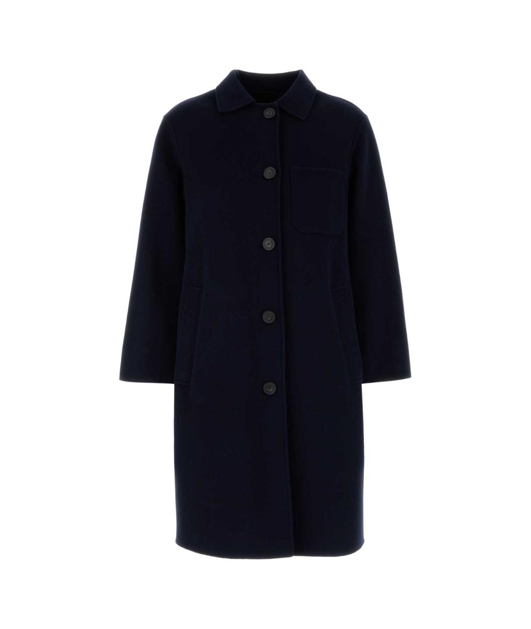 WEEKEND MAX MARA Темно-синее шерстяное пальто, фото 1