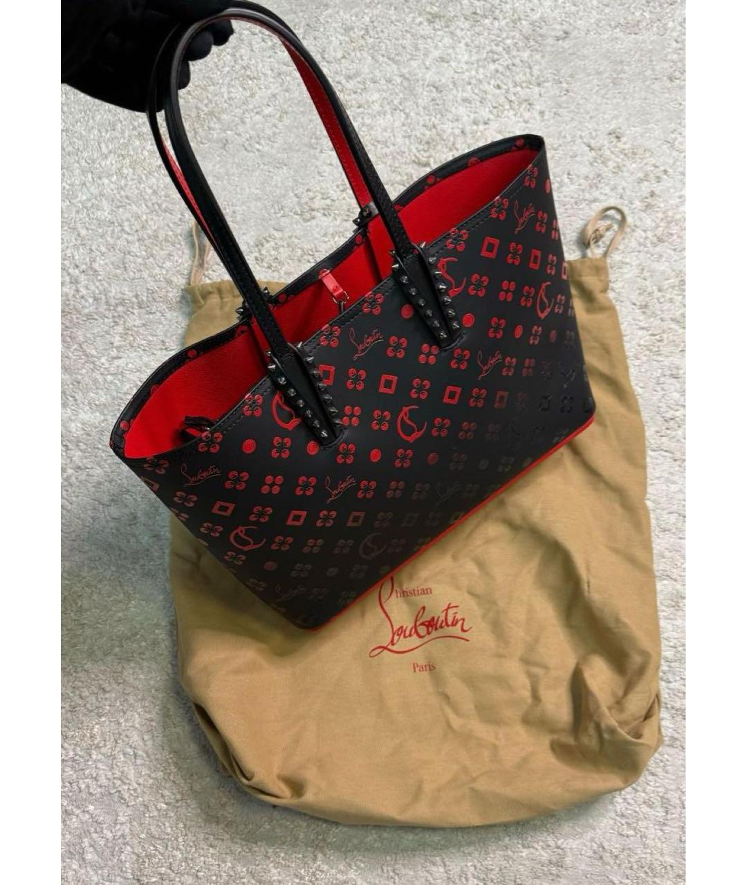 CHRISTIAN LOUBOUTIN Черная кожаная сумка с короткими ручками, фото 7
