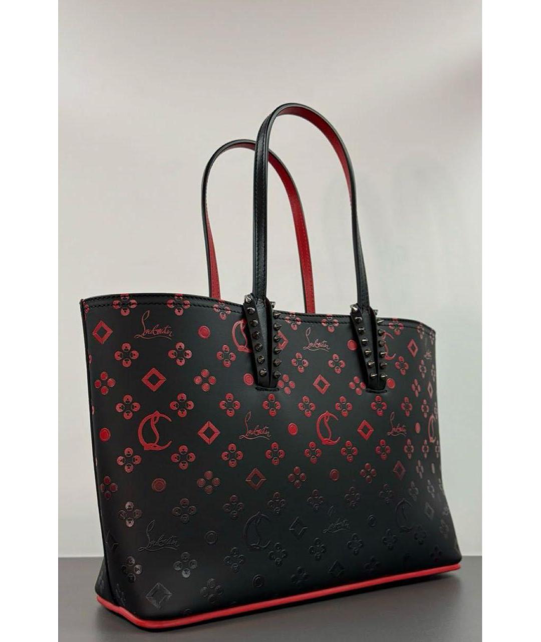 CHRISTIAN LOUBOUTIN Черная кожаная сумка с короткими ручками, фото 2