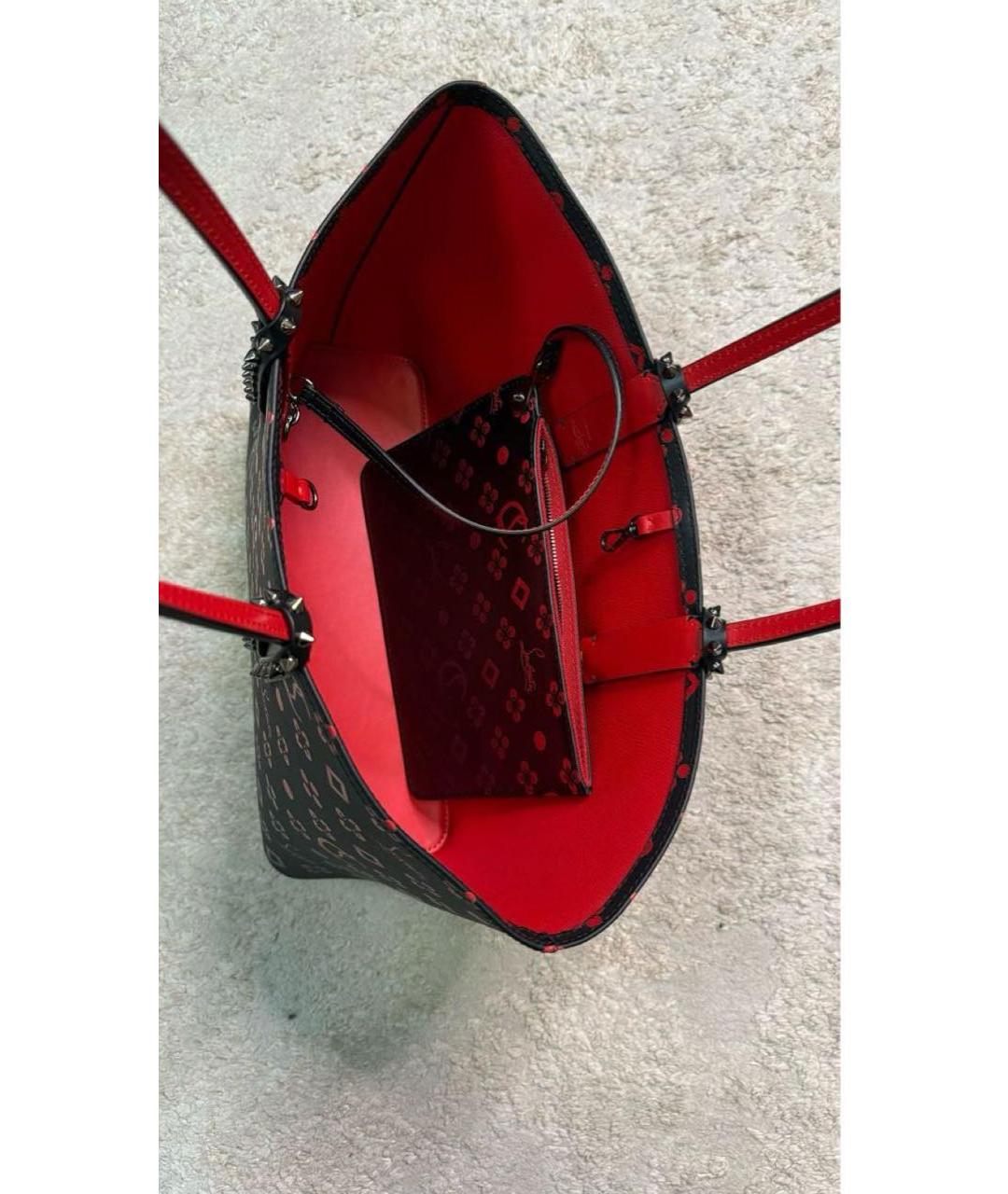 CHRISTIAN LOUBOUTIN Черная кожаная сумка с короткими ручками, фото 4