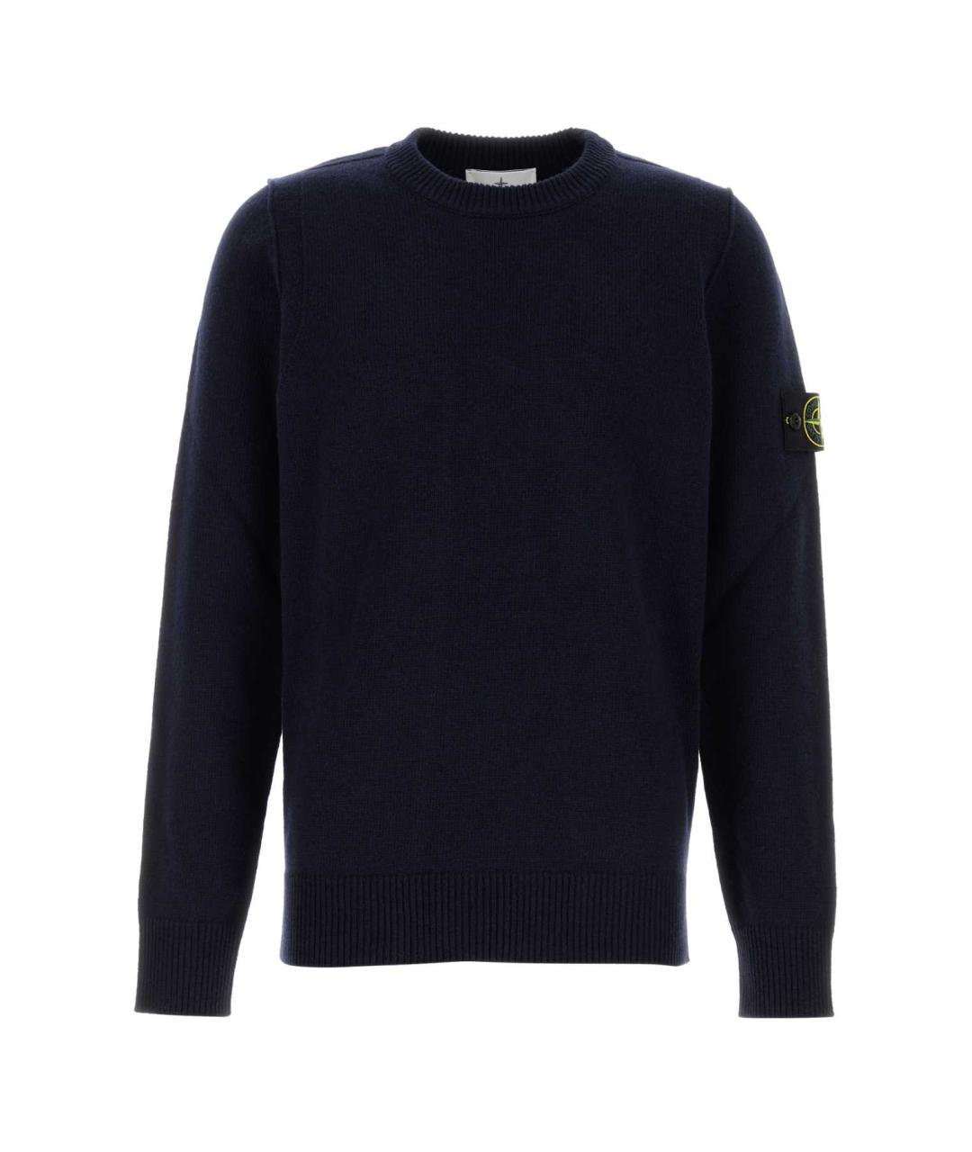 STONE ISLAND Темно-синий полиэстеровый джемпер / свитер, фото 1