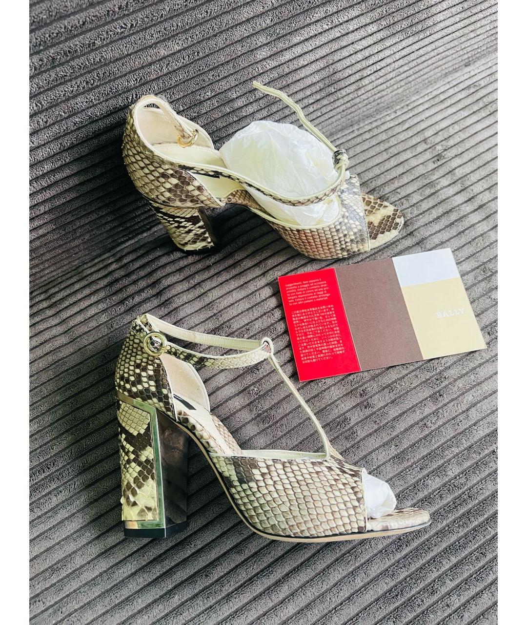 BALLY Бежевые босоножки из экзотической кожи, фото 6