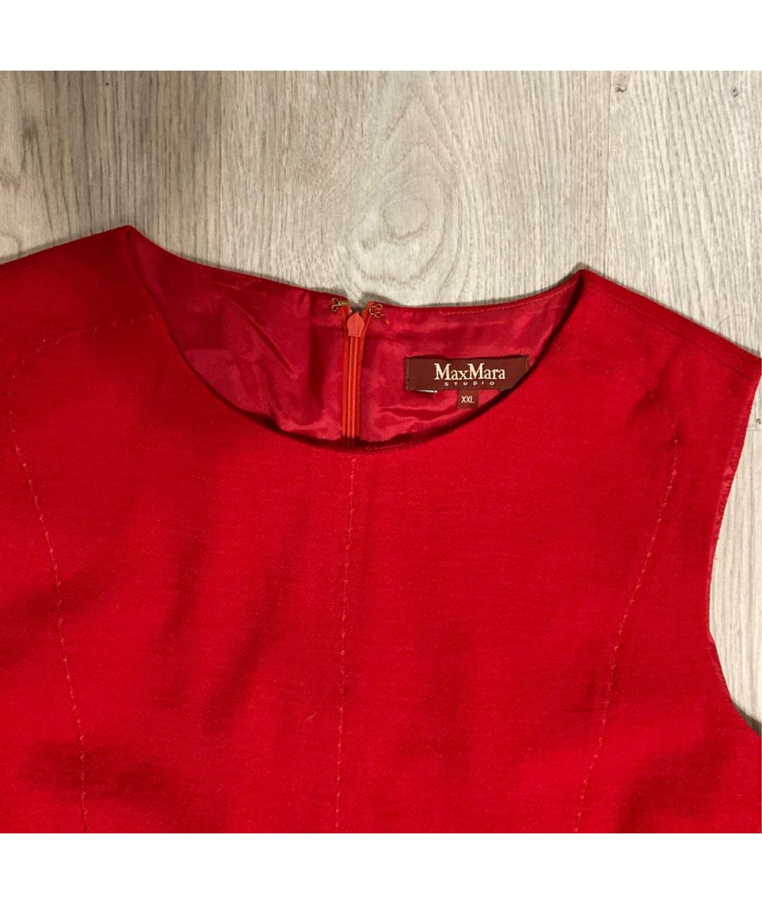 MAX MARA Красное шерстяное коктейльное платье, фото 3