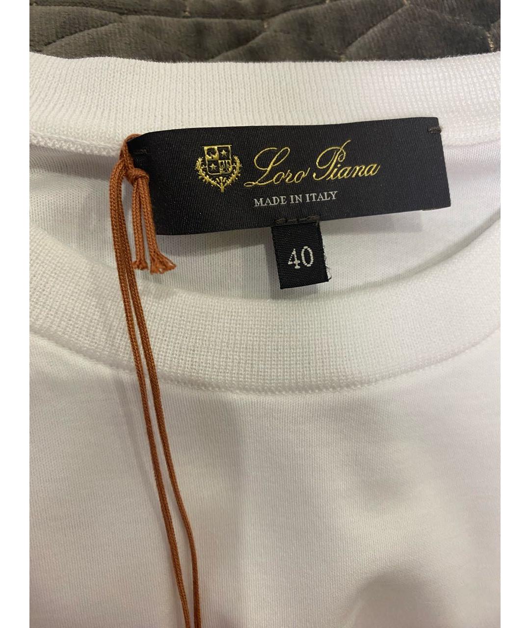 LORO PIANA Белая хлопковая футболка, фото 3