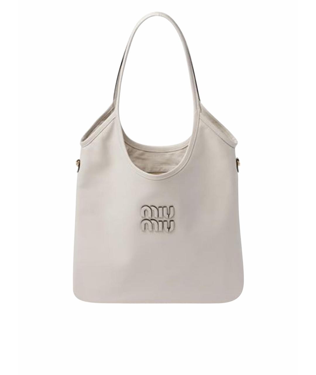 MIU MIU Белая кожаная сумка тоут, фото 1