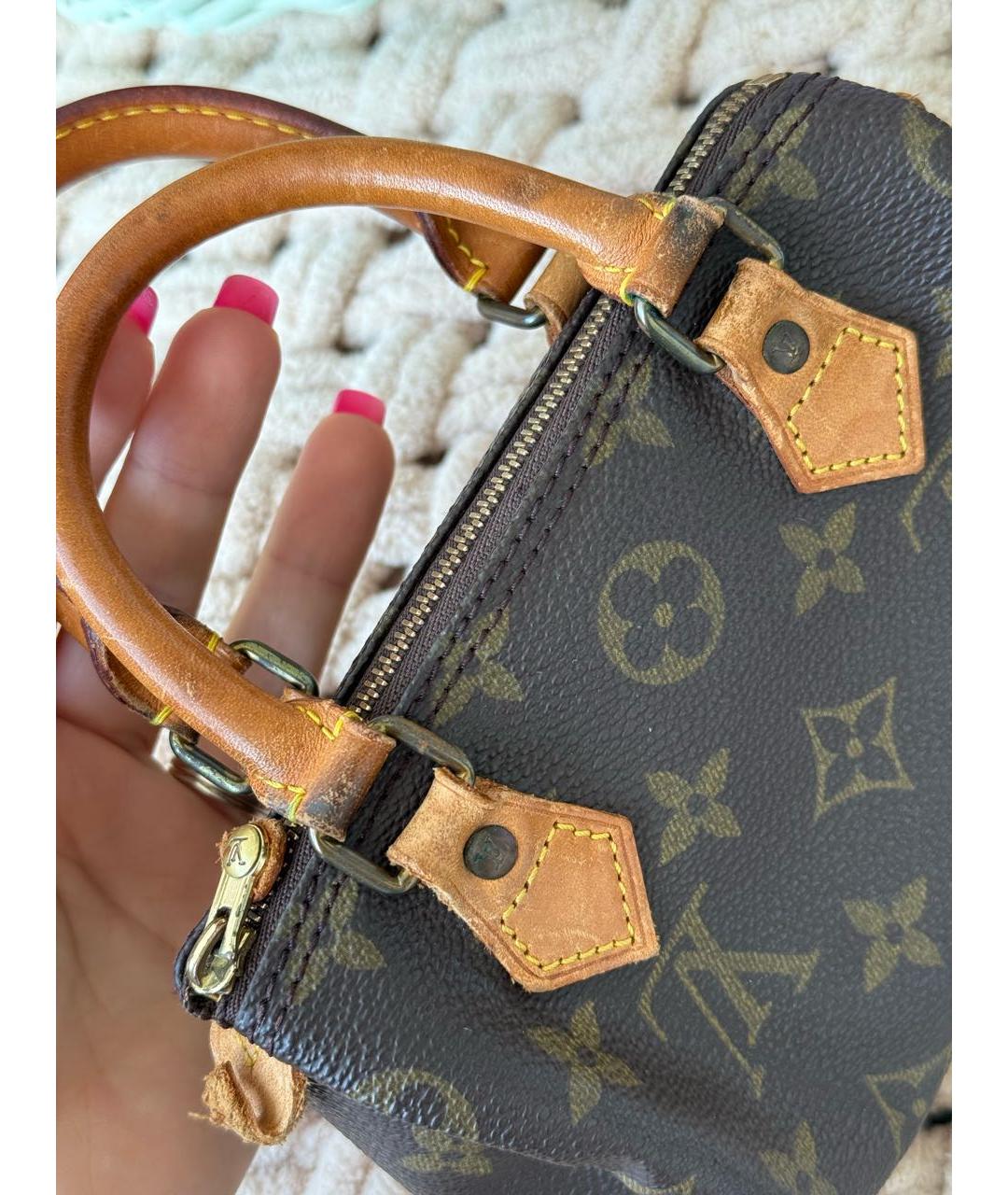 LOUIS VUITTON Коричневая кожаная сумка через плечо, фото 6