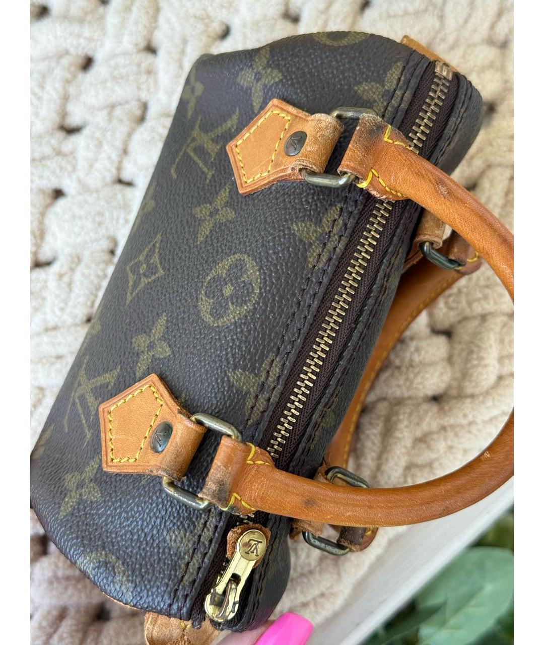 LOUIS VUITTON Коричневая кожаная сумка через плечо, фото 5