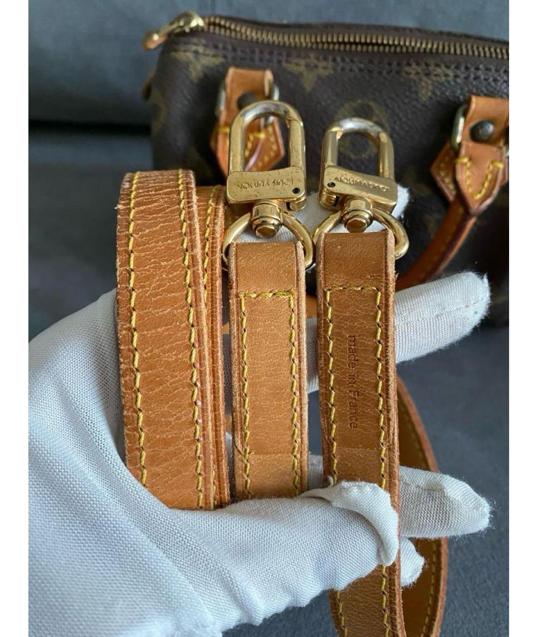 LOUIS VUITTON Коричневая кожаная сумка через плечо, фото 8