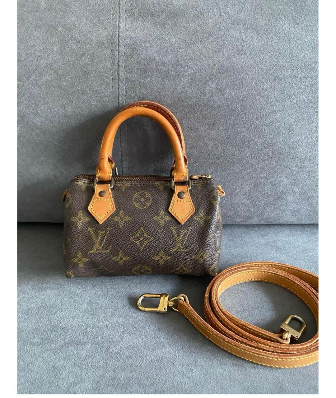 LOUIS VUITTON Коричневая кожаная сумка через плечо, фото 5