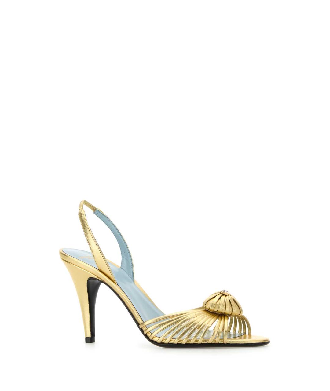 VALENTINO Золотые кожаные босоножки, фото 2