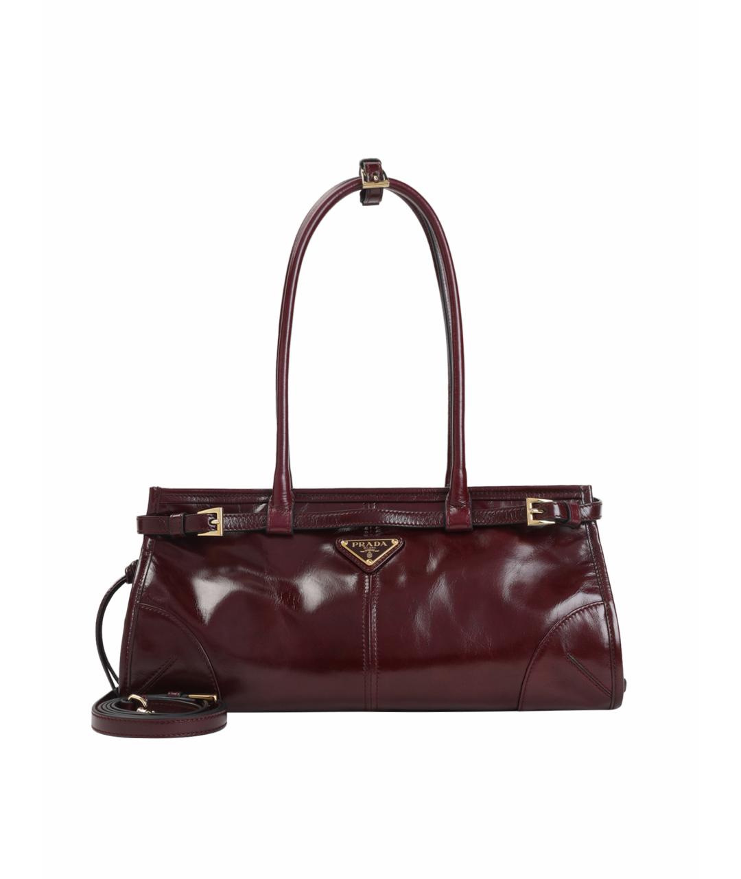PRADA Бордовая кожаная сумка через плечо, фото 1