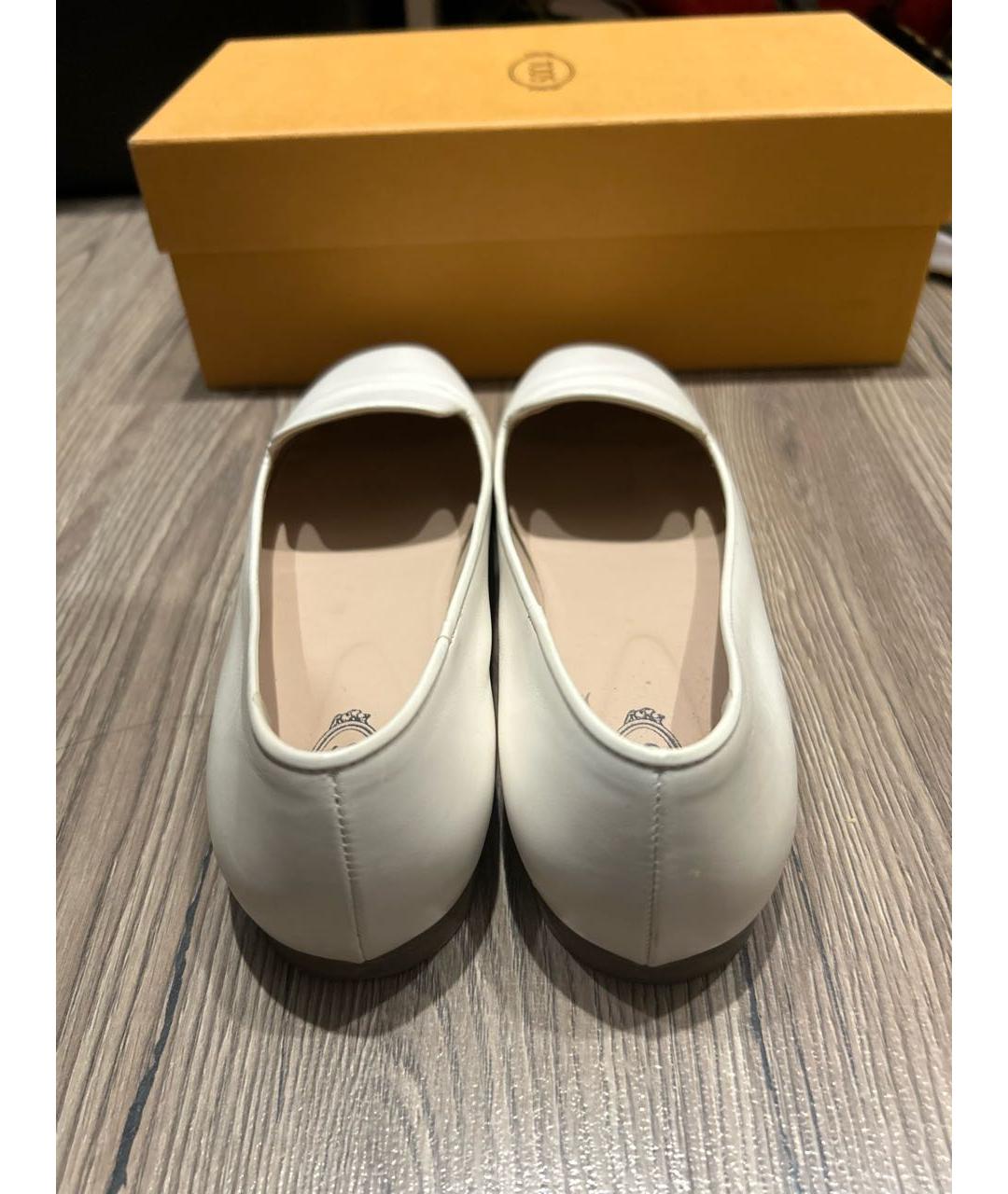 TOD'S Белые кожаные лоферы, фото 4