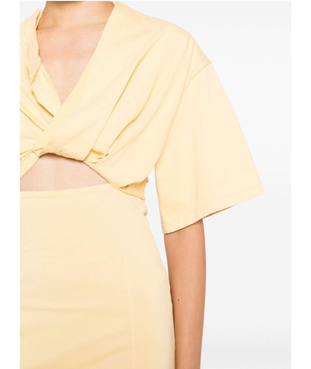 JACQUEMUS Желтое хлопковое повседневное платье, фото 4