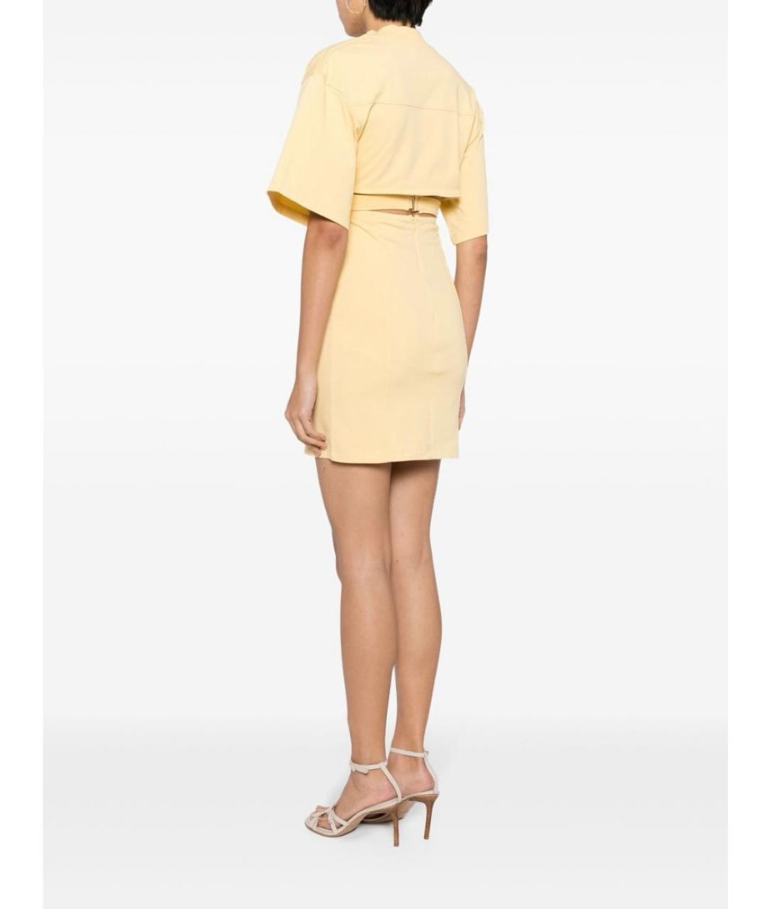 JACQUEMUS Желтое хлопковое повседневное платье, фото 3