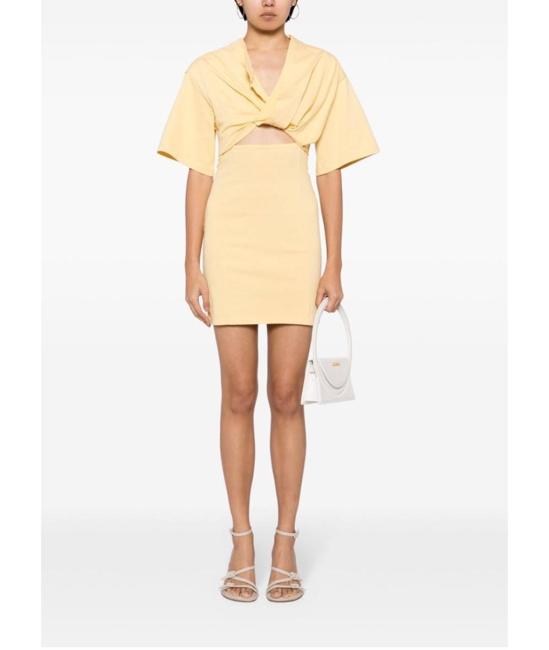JACQUEMUS Желтое хлопковое повседневное платье, фото 2