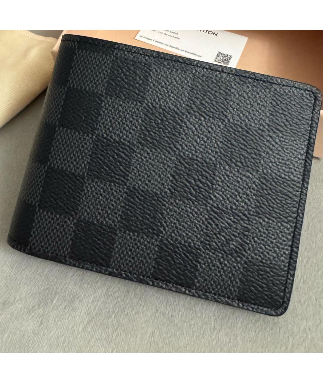 LOUIS VUITTON Серый кожаный кошелек, фото 2