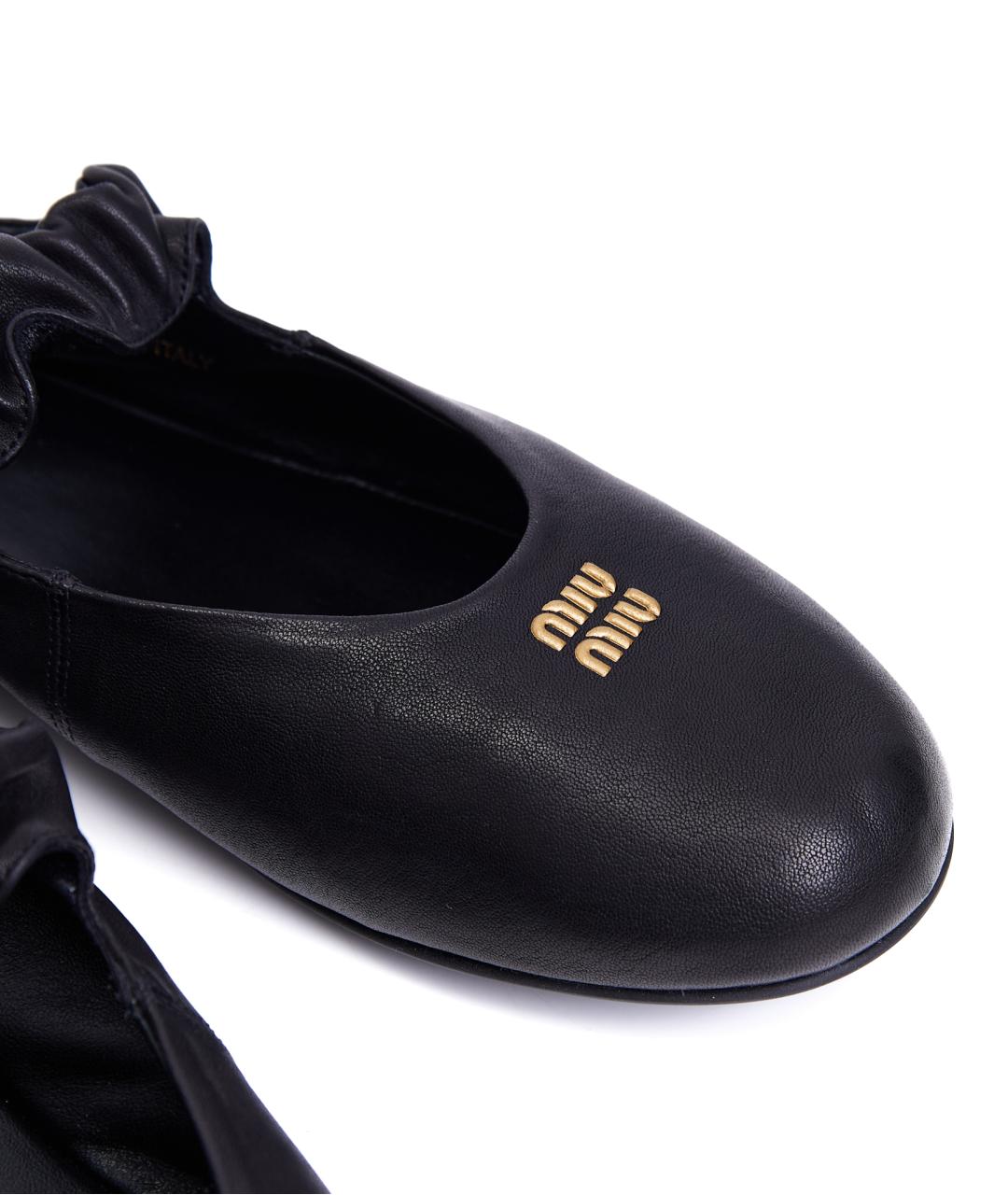 MIU MIU Черные кожаные балетки, фото 5