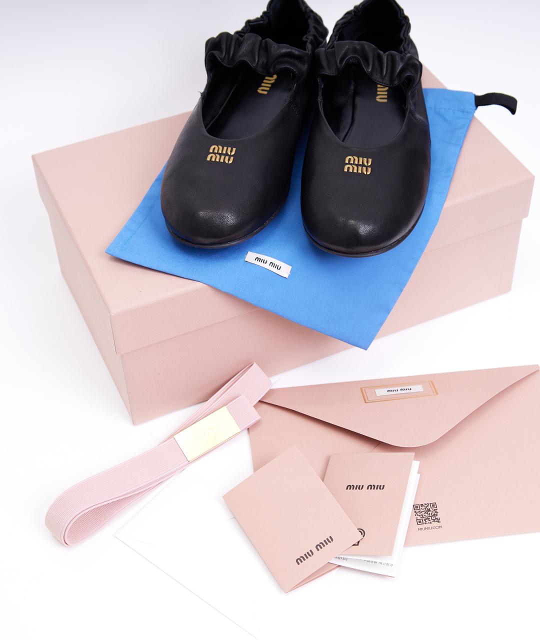 MIU MIU Черные кожаные балетки, фото 8