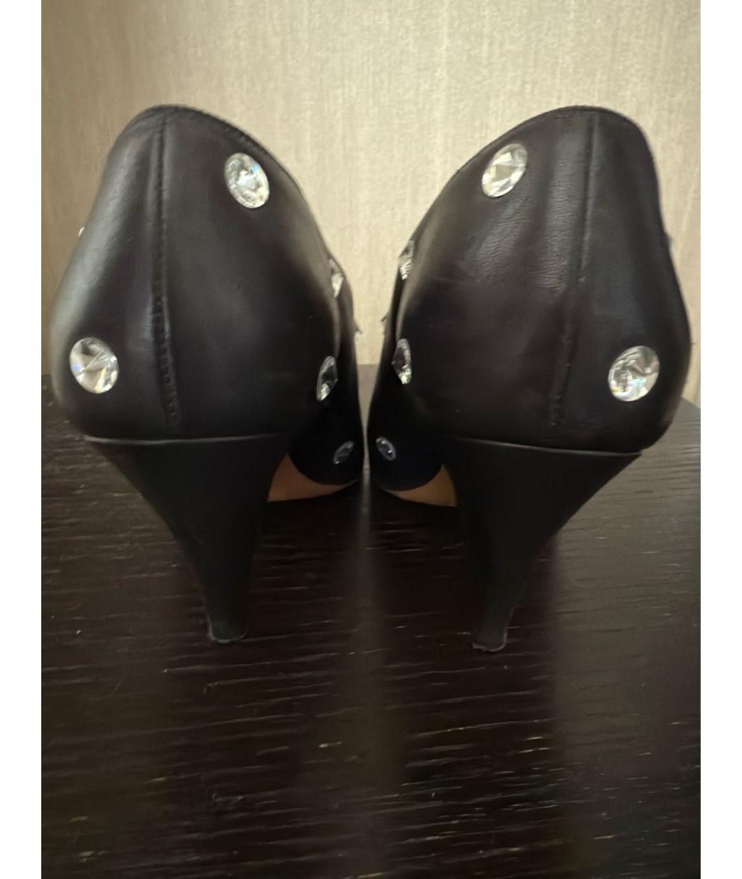 CELINE Черные кожаные лодочки на низком каблуке, фото 5