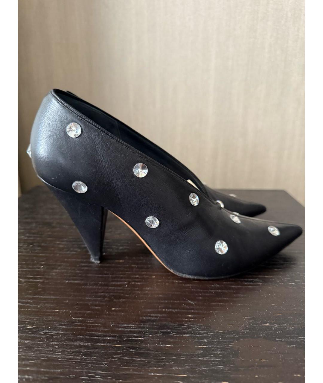 CELINE Черные кожаные лодочки на низком каблуке, фото 7