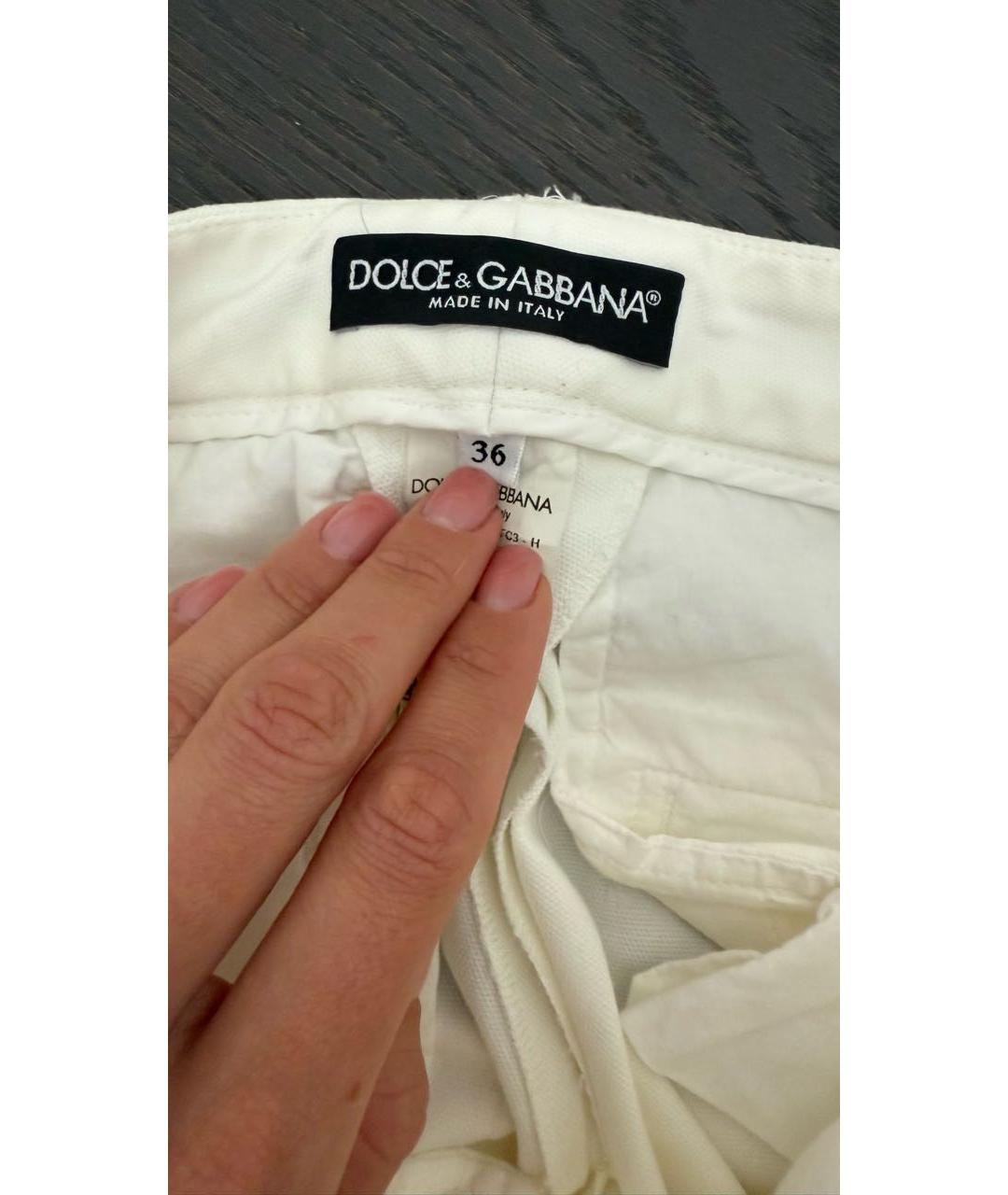 DOLCE&GABBANA Белые хлопковые прямые брюки, фото 4