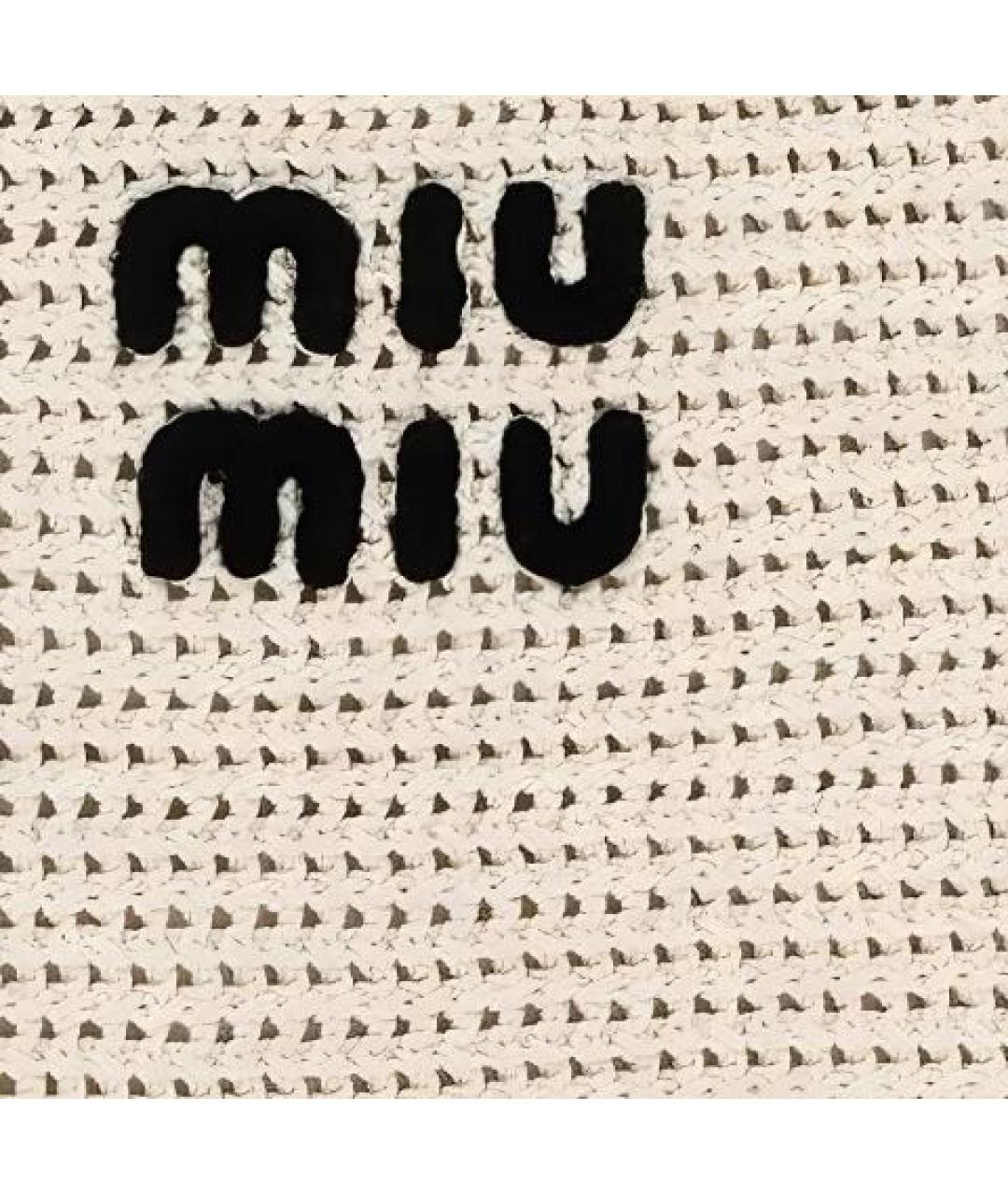 MIU MIU Бежевая хлопковая сумка тоут, фото 4