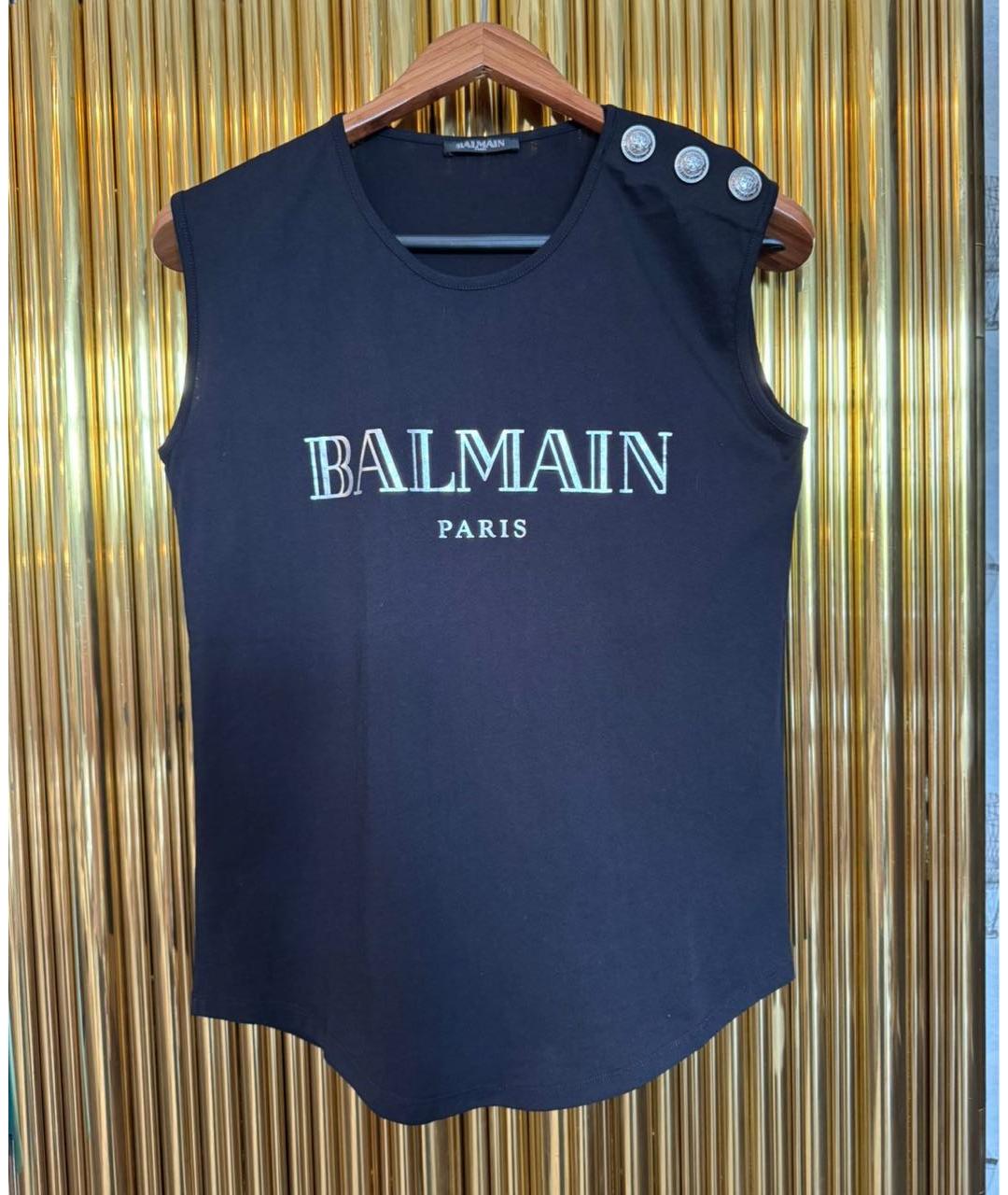 BALMAIN Черная хлопковая майка, фото 5